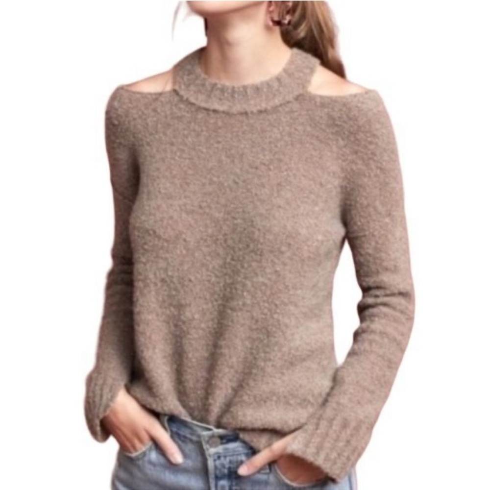 Anthropologie Moth Cut out Cold Shoulder Sweater Merino Wool Alpaca Blend Sz M